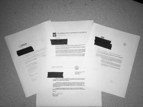 College admission denial letters gathered from students at GBHS.