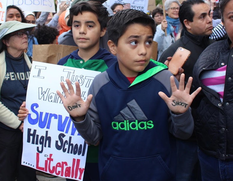 Two boys were among the hundreds of protesters at the California State Capitol during the March for Our Lives protests. 
