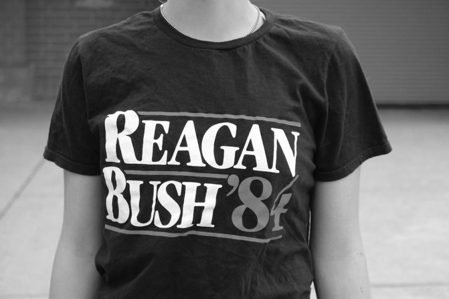 Students+often+express+political+views+on+campus+through+clothing%2C+often+representing+a+Granite+Bay+favorite+campaign+of+Reagan+and+Bush+in+1984.