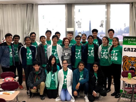 The Science Olympiad club at GBHS poses for a group photo. Elizabeth Henderson is the advising teacher for this club.