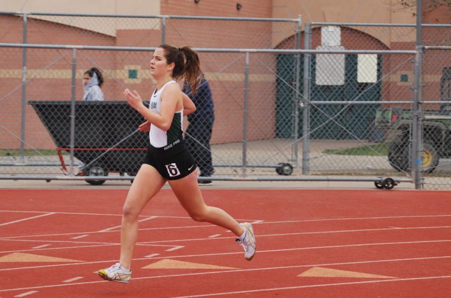 Bella Ternero gives her all at the sturgeon invitational. Several track members use these invitationals as preparation for the big kahuna invitationals, like the Stanford invitational.