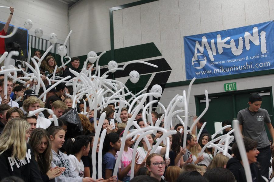 Skinny balloons added to the homecoming rally hype.