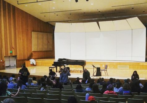 In the theater, the students were split into their sections, anticipating the day of music to come.