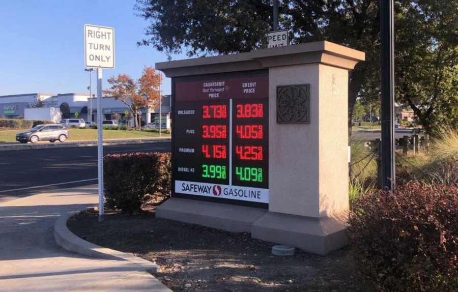 The Safeway gas station off of Douglas Blvdjs prices are listed at a much higher rate than usual,