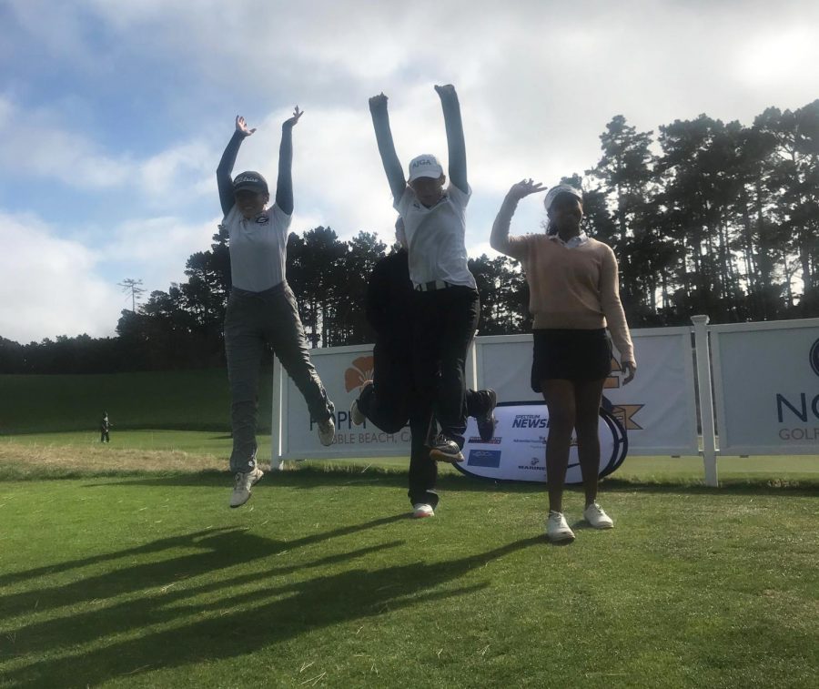 Yewon Jang, Hanna Montgomery, Hannah Harrison and Anika Varma (left to right) celebrate finishing fourth in the State Championships.