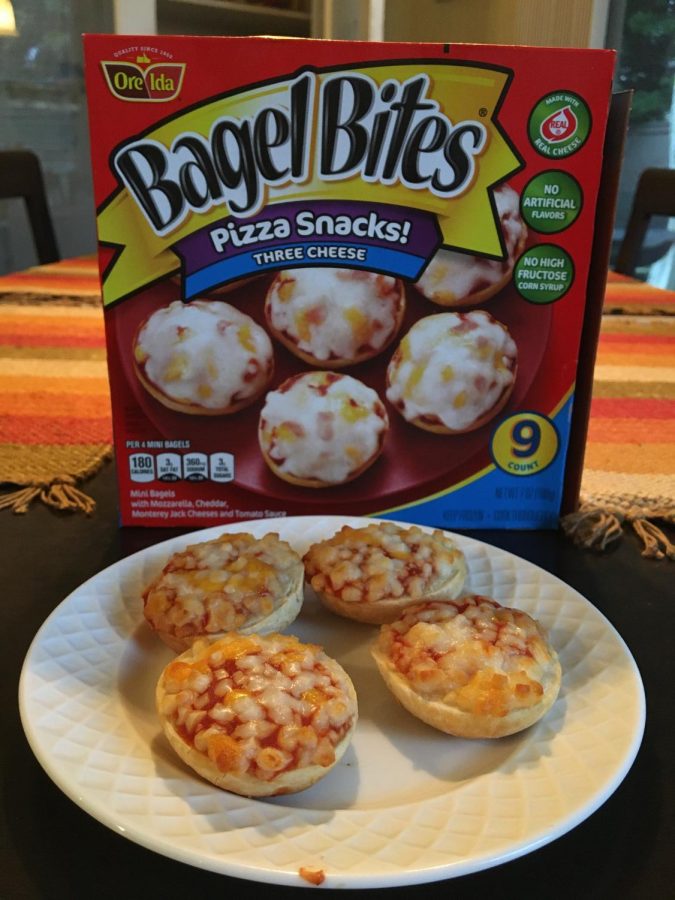 Bagel Bites are a frozen food, commonly found in grocery stores.