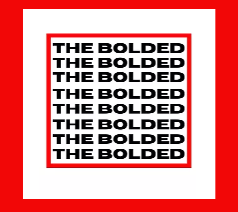 The Bolded Magazine logo highlights their trademark colors: red and black.