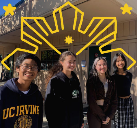 (Left to right) Raphael Reburiano, Sabine Kanz, Chloe Docto, and Lily Marzan gather to discuss Filipino American History Month.