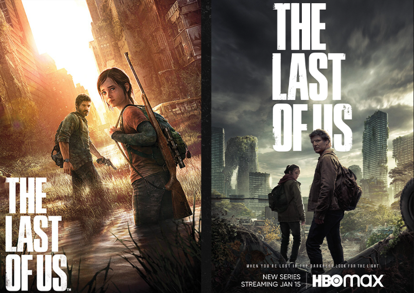 A+comparison+of+the+original+game+cover+of+The+Last+of+Us+%28left%29+and+a+poster+from+the+shows+TV+adaptation+%28right%29.