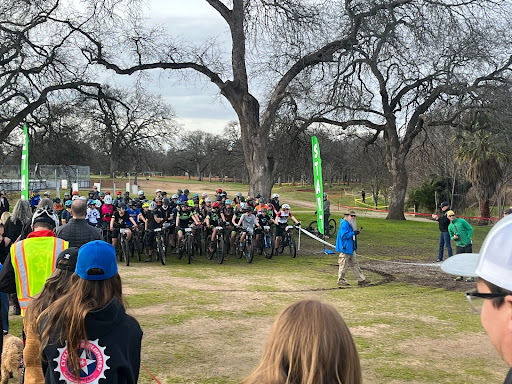 Freshmen boys line up for the Good News Race #2.