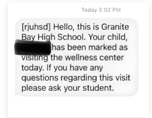 This is the notification a Gazette staffers parent received less than an hour after their student visited the Wellness Center. 