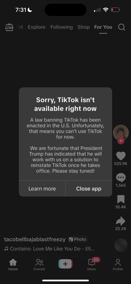 Screenshot taken at the moment the ban was enacted. Millions of Americans saw this notification appear on their screens at this moment.