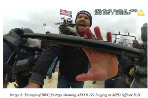 Thompson grabbing an officer's baton after the police line on the West Plaza of the Capitol fell through
Open Source Body Cameras