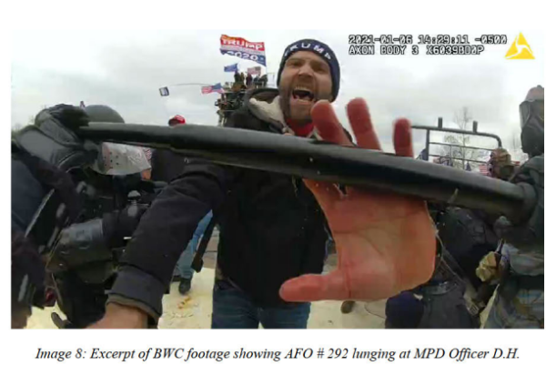 Thompson grabbing an officer's baton after the police line on the West Plaza of the Capitol fell through
Open Source Body Cameras