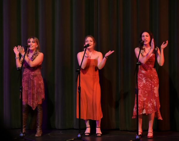 "The Pepper Steppers" Savanah Van Koten,  Eva Pogorelov, and Maya Fowler performed as a trio, doing both singing and body percussion on stage. 
"The Pepper Steppers is kind of based off a little joke we had because our song is called Red Hot," Pogorelov explained there are mentions of hot tamales in the song along with other peppers. Van Koten then followed that they made, "pepper like esque names." her being "Jalapeno", Pogorelov as "Serrano", and Maya as "Carolina". Practicing for the Talent Show took around a month, "going over to Vanna's house and after school in the choir room," Fowler also mentioned that, "trying to get the body percussion down was really hard so that took a lot of time." The Pepper Steppers plan to make another appearance on May 21st and 22nd for the spring concert. Van Koten, Fowler and Pogorelov are passionate about choir as it is a prominent aspect in their life, all three planning to continue it as a hobby in the future.