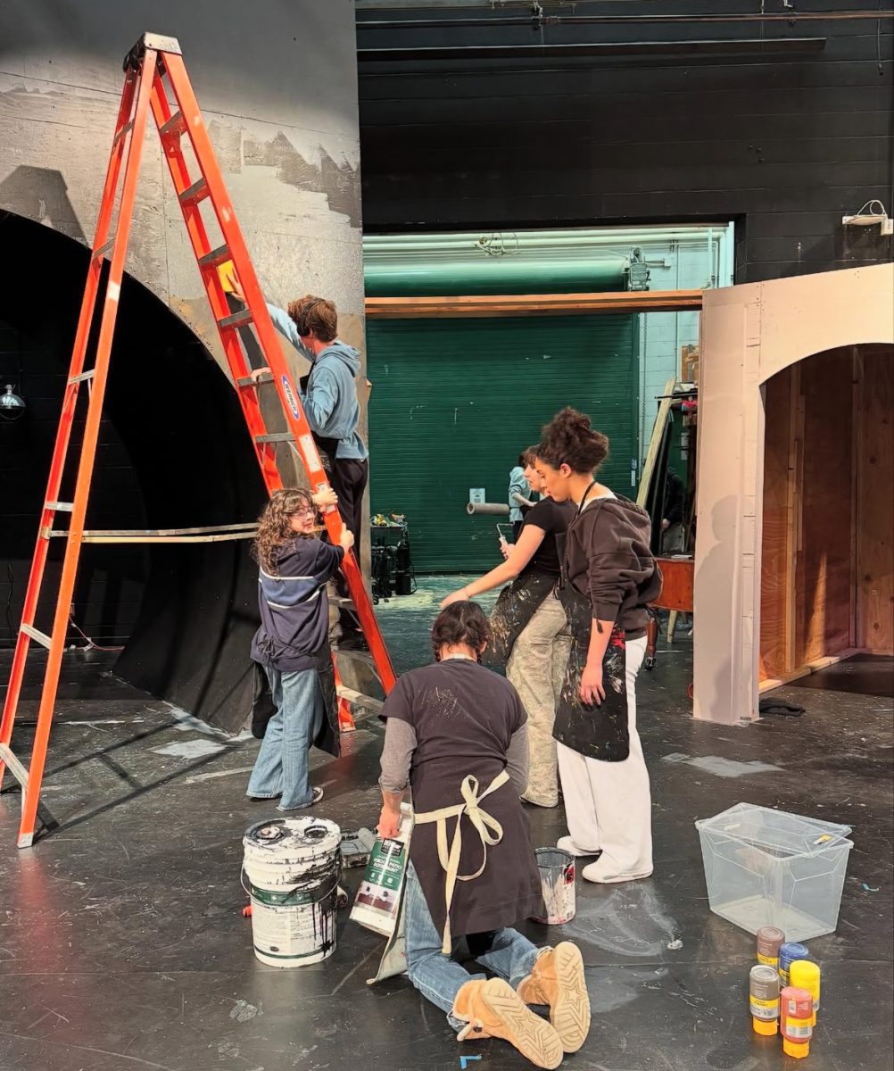 AP art students work on set.

Photo courtesy of GB Theater