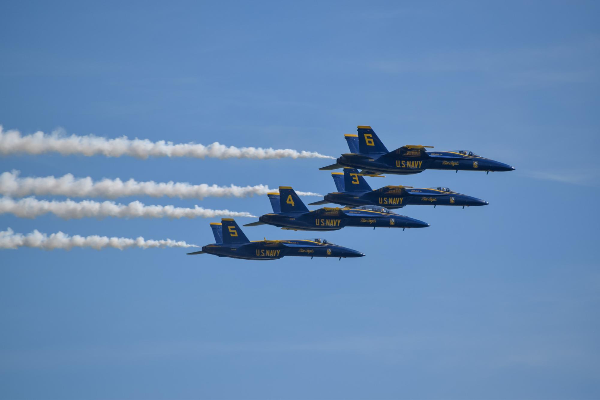 The blue angels fly in Delta formation