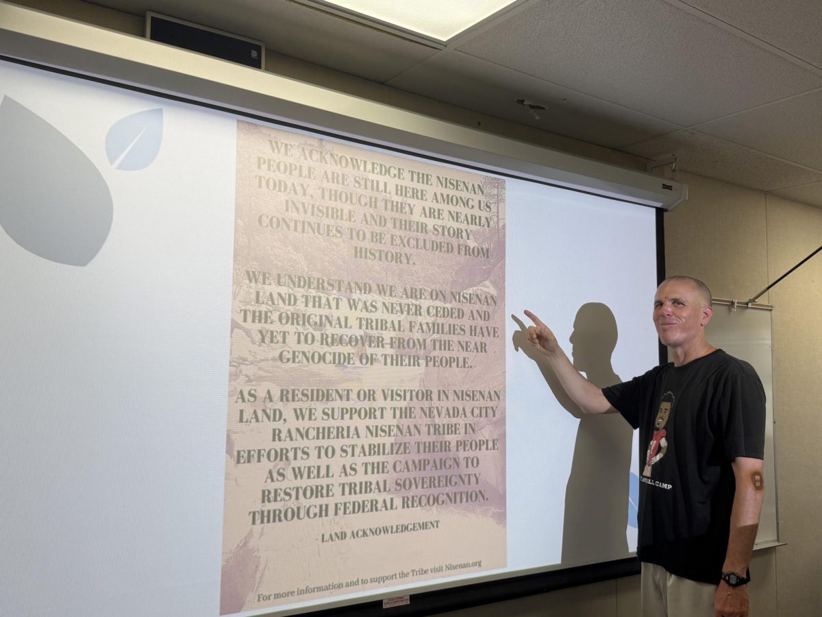 Joseph Cattolico, GBHS Ethnic Studies teacher, teaches history to the class.