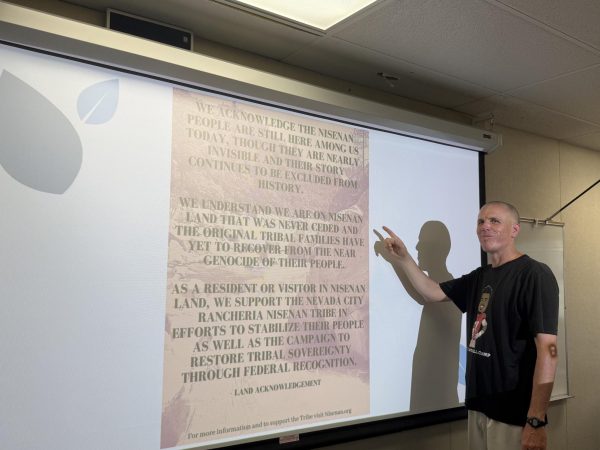 Joseph Cattolico, GBHS Ethnic Studies teacher, teaches history to the class.