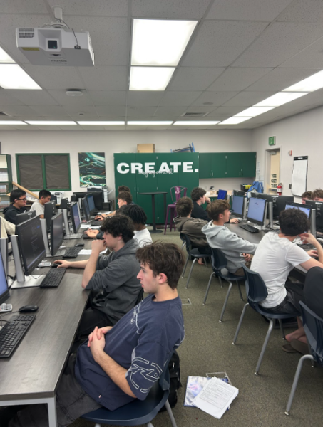Students in Mrs. Gossell’s business class work hard on their desktops. 
