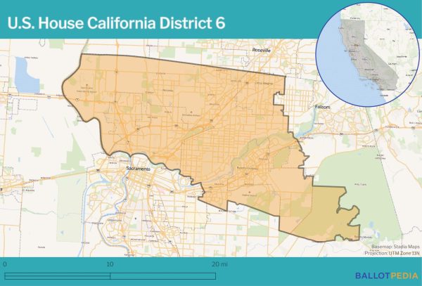 Map of California's 6th Congressional District. Data Courtesy of Ballotpedia.